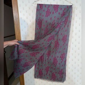 Bird Scarf Gray Purple